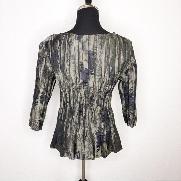 Babette San Francisco gray taupe black metallic twisted front top size Small - Picture 14 of 14